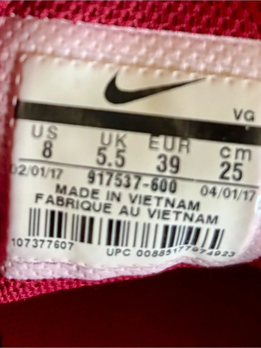 Nike Women's Fuchsia Knit Athletic Sneakers